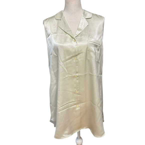 Oscar de La Renta Pink Label woman’s satin sleeveless nightshirt NWT Large - Picture 1 of 5